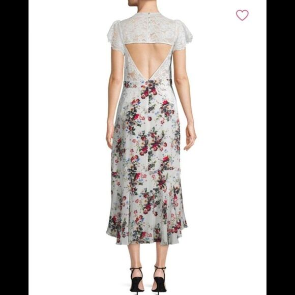 Marissa Webb | Gorgeous! Imani back cutout floral silk print & lace dress MED - Picture 9 of 14